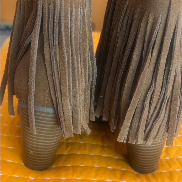 Mossimo Supply Co. Brown Fringe Heeled Boots - Picture 4 of 9